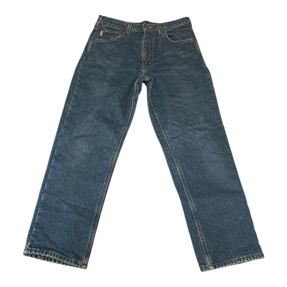 Carhartt Relaxed Fit Fleece Lined Blue Jeans with Sturdy Denim 34x32 - Picture 1 of 4